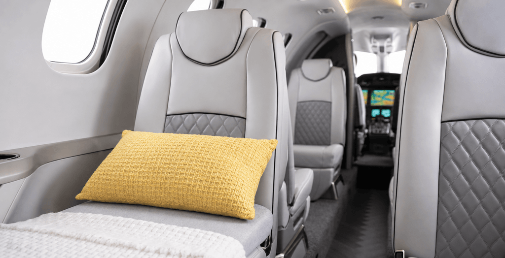 HondaJet Echelon review cabin interior showing the light jet’s passenger seating and cockpit view
