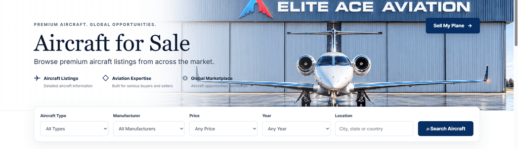 Elite Ace Aviation aircraft for sale marketplace with aircraft listings and search filters